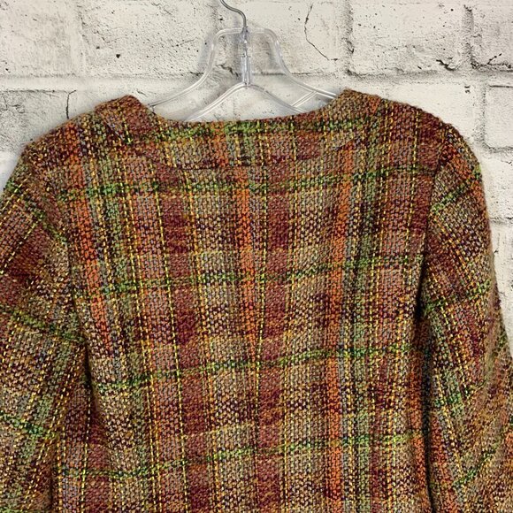 Coldwater Creek Tweed Boucle Cropped One Button Collarless Blazer - Picture 6 of 12